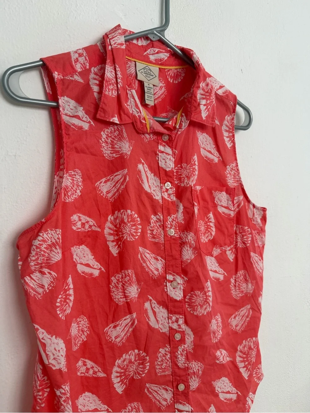 Sleeveless Red Floral Shells Button-Front Top - St. Johns Bay